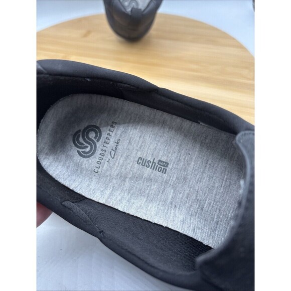 Clarks Women's Cloudsteppers Sillian Paz Slip-On Flats 9W Black Nubuck Comfort - Picture 7 of 9